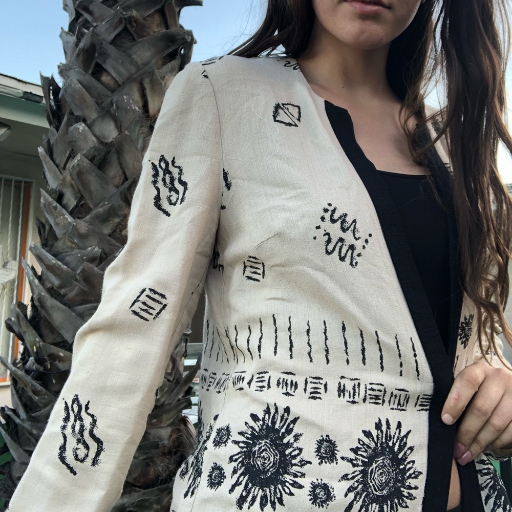 Lightweight sun printed blazer